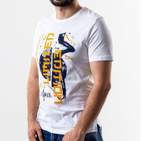 Футболка з принтом, Білий колір, Кежуал, Бавовна, Slim fit, Climber 821-1109-W001-XXL фото