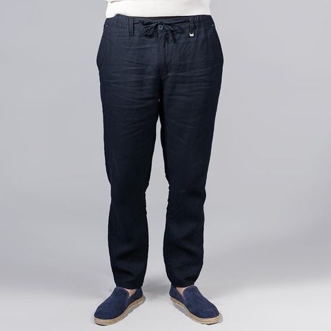 Лляні штани на літо, Синій (темний) колір, Кежуал, Льон, Relaxed fit, Climber 805-2492-S038 фото