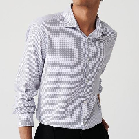 Сорочка в смугу, Сірий колір, Кежуал, Поліестер, Slim Fit, AVVA