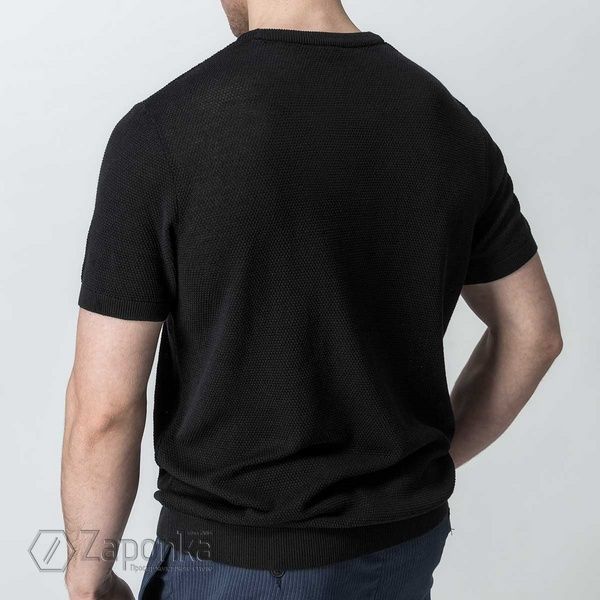 Футболка в дрібну сітку, Чорний колір, Кежуал, Бавовна;Поліестер, Regular Fit, AVVA B005010-03-M фото