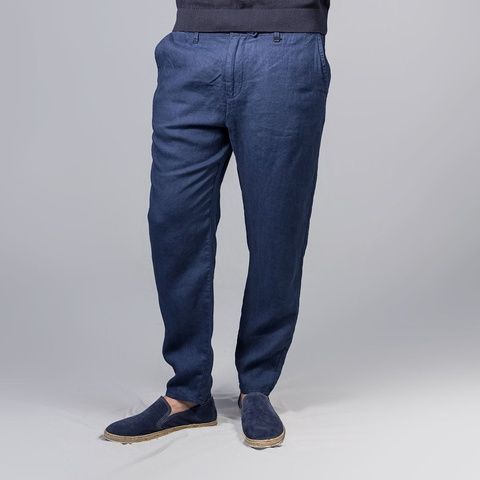 Лляні штани на літо, Синій колір, Кежуал, Льон, Relaxed fit, Climber 805-2492-B028 фото