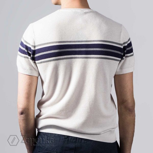 Футболка в дрібну сітку, Білий колір, Кежуал, Бавовна, Relaxed fit, AVVA A21Y5200-05 фото
