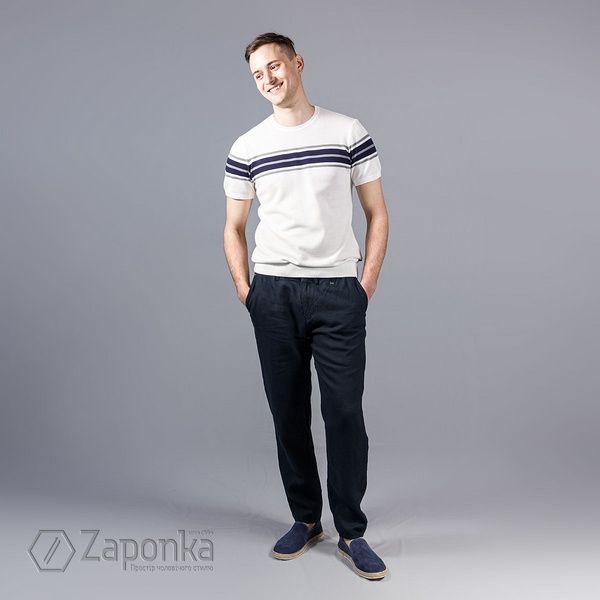 Футболка в дрібну сітку, Білий колір, Кежуал, Бавовна, Relaxed fit, AVVA A21Y5200-05 фото