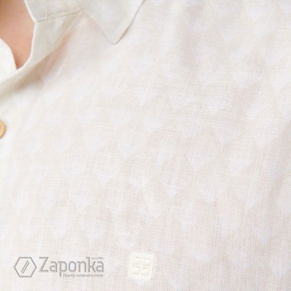 Сорочка з візерунком "листя", Бежево-білий колір, Кежуал, Льон, Regular Fit, AVVA