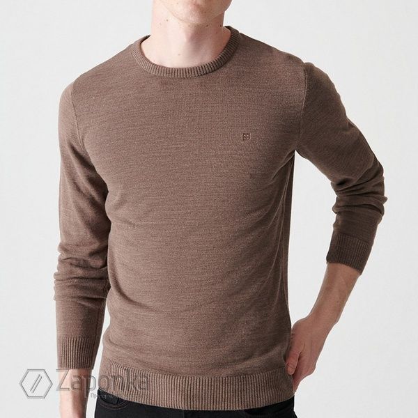 Пуловер, Коричневий (тьмяний) колір, Кежуал, Акріл, Regular Fit, AVVA