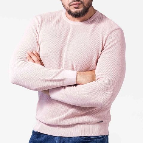 Пуловер, текстурна в'язка, Рожевий (блідий) колір, Кежуал, Бавовна, Regular Fit, AVVA
