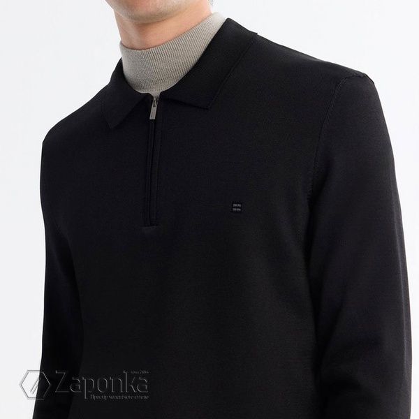 Поло з довгим рукавом, Чорний колір, Кежуал, Віскоза, Original Fit, AVVA