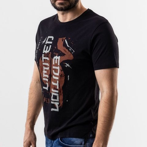 Футболка з принтом, Чорний колір, Кежуал, Бавовна, Slim fit, Climber 821-1109-S040-2XL фото