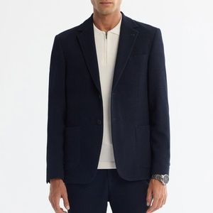 Піджак, Синій (темний) колір, Бізнес-кежуал, Поліестер, Slim Fit, AVVA