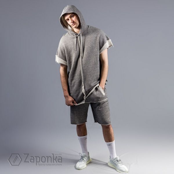 Шорти із необробленими краями, Сіро-білий колір, Кежуал, Бавовна, Oversize, Eksi 22-Y127-ALT-GY фото