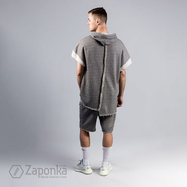 Шорти із необробленими краями, Сіро-білий колір, Кежуал, Бавовна, Oversize, Eksi 22-Y127-ALT-GY фото