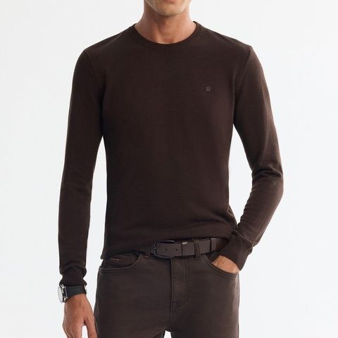 Пуловер, Коричневий колір, Кежуал, Акріл, Regular Fit, AVVA