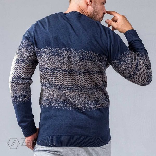 Пуловер з візерунком, Синьо-сірий колір, Кежуал, Бавовна, Regular Fit, Climber