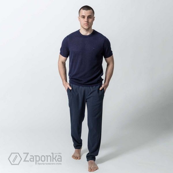 Футболка в дрібну сітку, Синій (Кобальт) колір, Кежуал, Бавовна;Поліестер, Regular Fit, AVVA B005010-11 фото